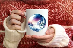 3D Winter Champagne Round Ornament Sublimation PNG Product Image 3