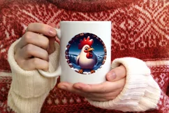 Chicken Smiling Round Ornament Sublimation PNG Product Image 3
