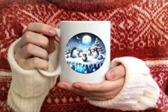 Winter Scene with Penguins Sublimation PNG Product Image 3
