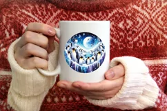 Winter Scene with Penguins Sublimation PNG Product Image 3