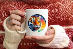 Tiger in Snow Wall Round Ornament Sublimation PNG Product Image 4