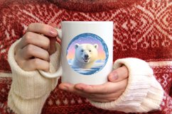 Polar Bear in Snow Wall Round Ornament Sublimation PNG Product Image 4