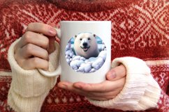 Polar Bear in Snow Wall Round Ornament Sublimation PNG Product Image 3
