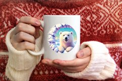 Polar Bear in Snow Wall Round Ornament Sublimation PNG Product Image 4