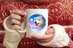 Polar Bear in Snow Wall Round Ornament Sublimation PNG Product Image 3