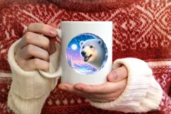 Polar Bear in Snow Wall Round Ornament Sublimation PNG Product Image 3