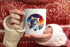 Kitten in Snow Wall Round Ornament Sublimation PNG Product Image 3