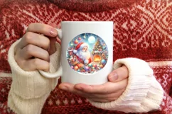 Colorful Pastel Watercolor Scene Santa Sublimation PNG Product Image 3