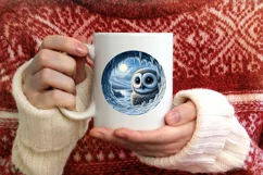 Owl Smiling Icy Wall Sublimation Clipart PNG Product Image 3