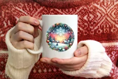 Watercolor Scene Snowflake Sublimation PNG Product Image 3
