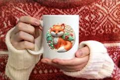 Christmas Fox Round Ornament Sublimation PNG Product Image 3