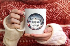 Believe in Santa Round Ornament Sublimation PNG Product Image 4