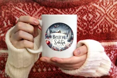 Believe in Santa Round Ornament Sublimation PNG Product Image 4
