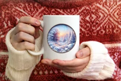 Pastel Winter Scene Ornament Sublimation PNG Product Image 3