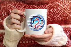 Flamingo Snow Wall Ornament PNG Product Image 4