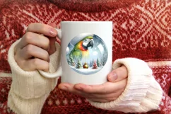 3D Parrot Santa Hat Ornament Sublimation PNG Product Image 3