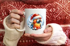 3D Parrot Santa Hat Ornament Sublimation PNG Product Image 3