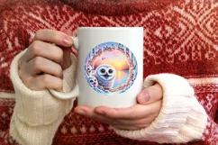 Smiling Owl Melting Ice Round Ornament PNG Product Image 4