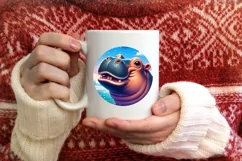 Hippo in Snow Scene Sublimation Clipart PNG Product Image 3