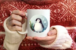 Penguin Round Ornament Sublimation PNG Product Image 3