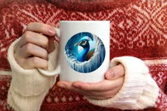 Smiling Peacock Melting Ice Round Ornament PNG Product Image 3