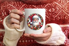 Colorful Santa Round Ornament Sublimation PNG Product Image 4