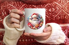 Colorful Santa Christmas Ornament Sublimation PNG Product Image 4