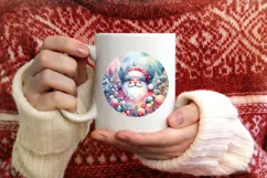 Santa Christmas Round Centerpiece Sublimation Clipart PNG Product Image 4