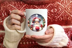 Santa Christmas Round Centerpiece Sublimation Clipart PNG Product Image 3