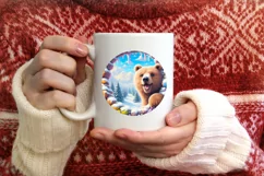 Smiling Bear Snow Wall Round Ornament PNG Product Image 4