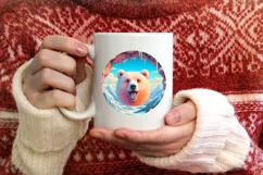 Bear in Snow Scene Sublimation Clipart PNG Product Image 3