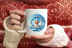 Smiling Duck Melting Ice Round Ornament PNG Product Image 3