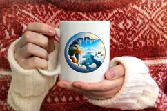 Duck in Winter Landscape Scene Sublimation Clipart PNG Product Image 4