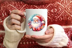 Santa Round Ornament Sublimation PNG Product Image 3