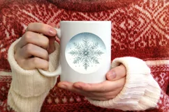 Snow Flake Winter Scene Ornament Sublimation PNG Product Image 3