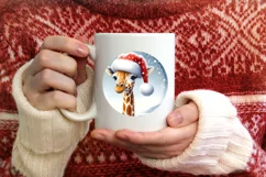 3D Giraffe Santa Hat Ornament Sublimation PNG Product Image 4