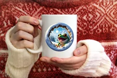Frog in Snow Scene Sublimation Clipart PNG Product Image 3
