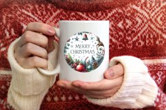 Merry Christmas Round Ornament Sublimation PNG Product Image 3