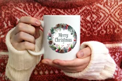 Merry Christmas Round Ornament Sublimation PNG Product Image 4