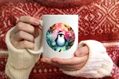 Colorful Penguin Christmas Ornament Sublimation PNG Product Image 3
