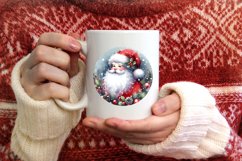 Colorful Santa Round Ornament Sublimation PNG Product Image 3
