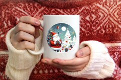 Colorful Santa Round Ornament Sublimation PNG Product Image 4