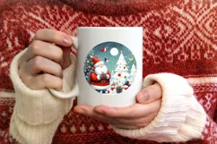 Colorful Santa Round Ornament Sublimation PNG Product Image 3