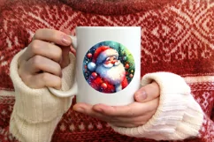 Christmas Santa Round Ornament PNG Product Image 1