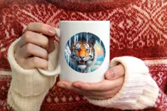 Tiger in Winter Woodland Scene Sublimation Clipart PNG Product Image 3