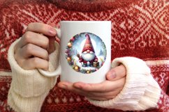 Colorful Christmass Gnome Round Ornament Sublimation PNG Product Image 3