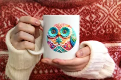 Christmas Owl Round Ornament PNG Product Image 1