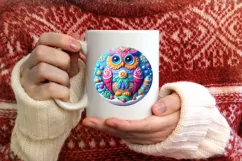Christmas Owl Round Ornament PNG Product Image 3