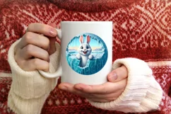 Smiling Rabbit Melting Ice Round Ornament PNG Product Image 3