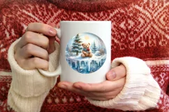 Melting Winter Teddy Bear Round Ornament Sublimation PNG Product Image 4